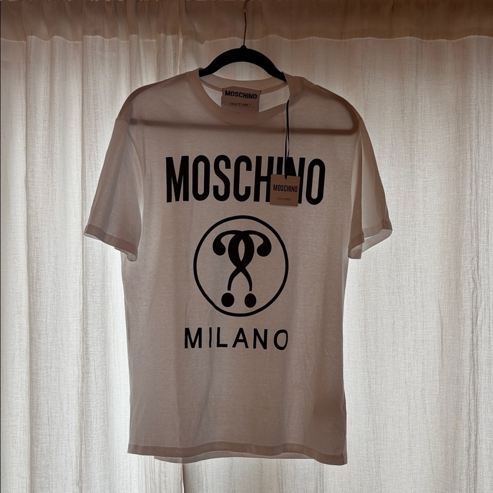 Moschino White and Black Logo T-Shirt
